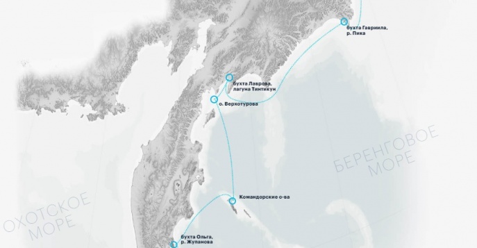 Маршрут круиза "Чукотка – Командорские острова – Камчатка"
