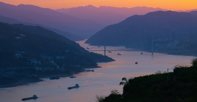 Река Янцзы на закате