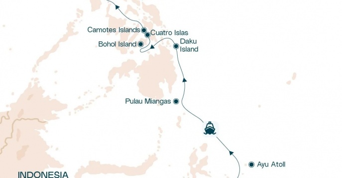 Карта круиза по Раджа Ампат и Филиппинам
