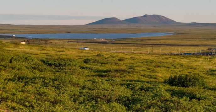 Тундровый ландшафт недалеко от Анадыря, Россия