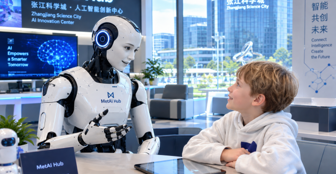 В магазине AI-приложений MetAI Hub  вас встретят роботы-бариста и робот-мороженое, роботы-собаки и человекоподобные роботы