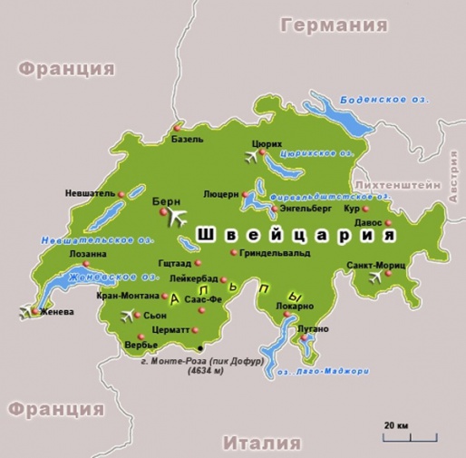 Карта Швейцарии