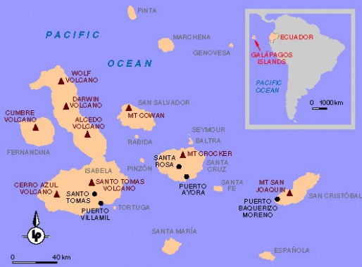 Карта Галапагосских островов, Эквадор