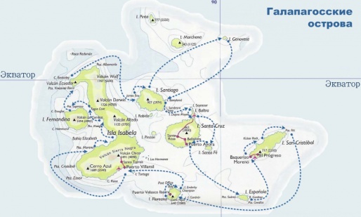 Карта Галапагосских островов